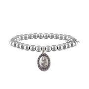 saint anthony beaded bracelet silver 6mm stretch bracelet with medal meaningful religious jewelry