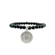 saint carlo acutis faith bracelet black onyx stretch catholic jewelry love lisa