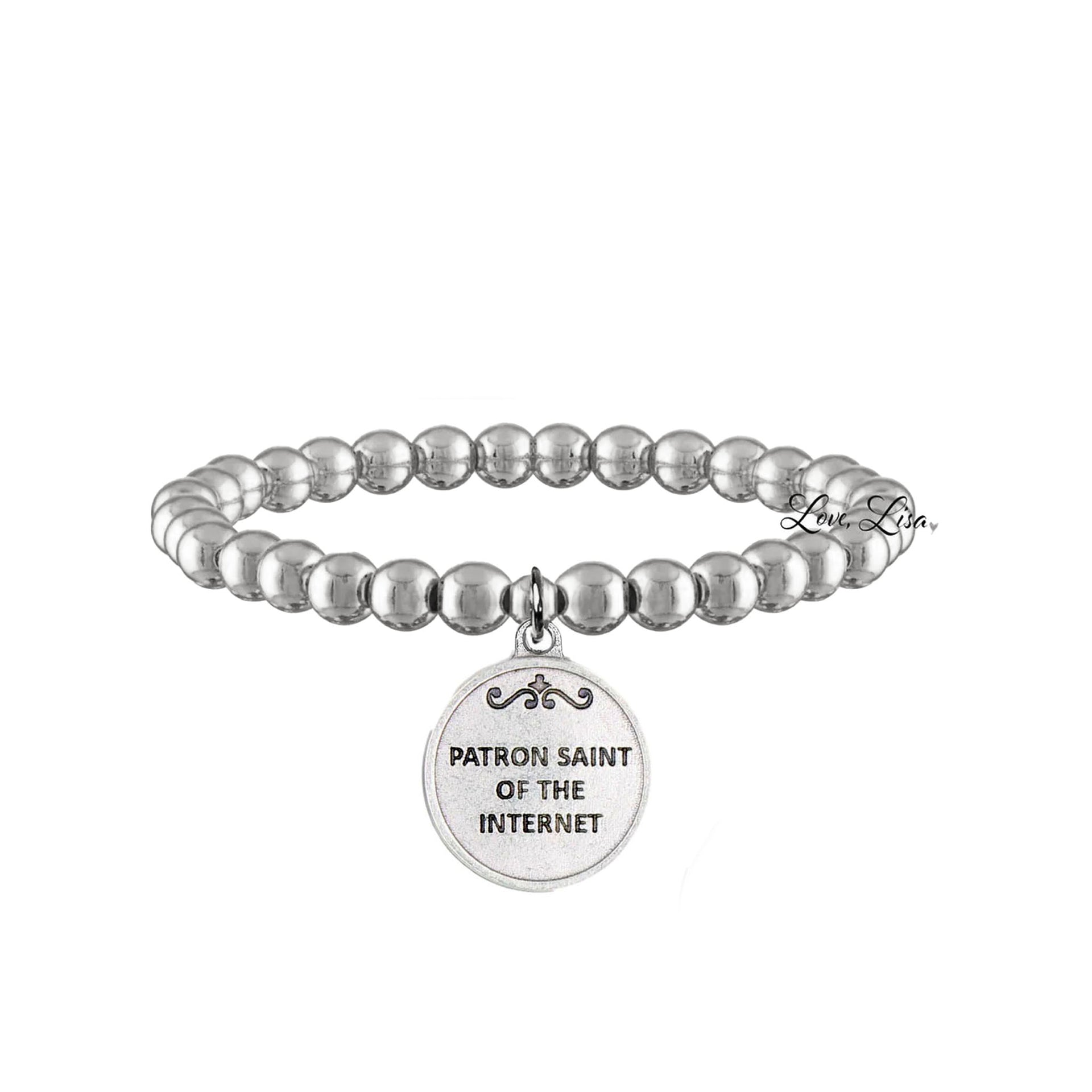 saint carlo acutis faith bracelet silver stretch catholic jewelry love lisa