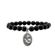 saint cayetano bracelet black beaded stretch bracelet with saint cajetan medal protection and good fortune jewelry