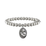 Love Lisa saint cayetano bracelet silver beaded stretch bracelet with saint cajetan medal for financial help and good luck