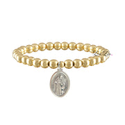 saint francis pet prayer bracelet gold 6mm beaded stretch bracelet with saint francis medal for pet protection and comfort