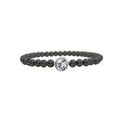 Gunmetal Saint Gerard beaded stretch bracelet with faith medallion detail
