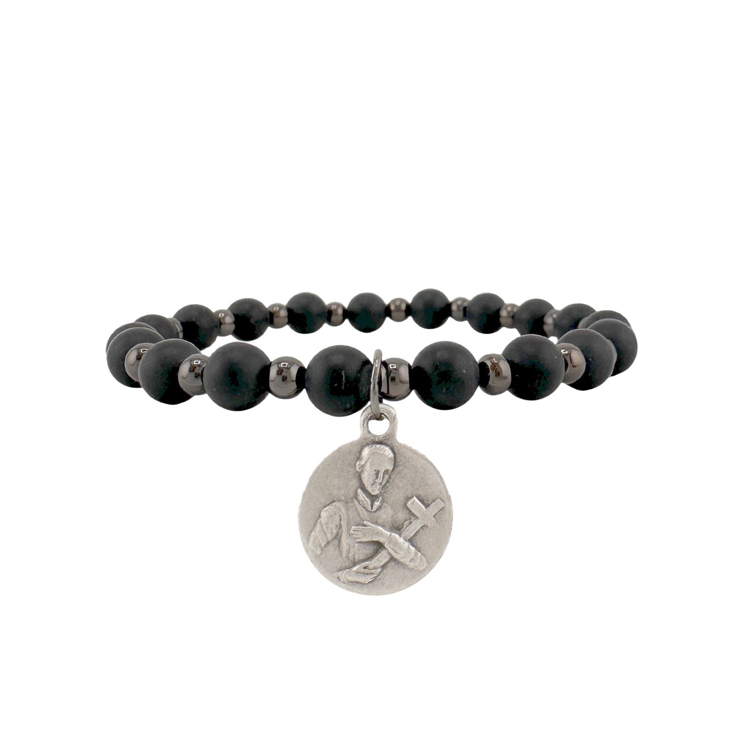 st gerard bracelet with black and gunmetal beads
