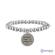 saint josemaria diabetes bracelet silver 6mm beaded stretch bracelet with medal religious jewelry for healing strength and faith