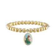 Love Lisa saint jude beaded bracelet gold 6mm stretch bracelet with saint jude medal religious jewelry for hope healing and spiritual support