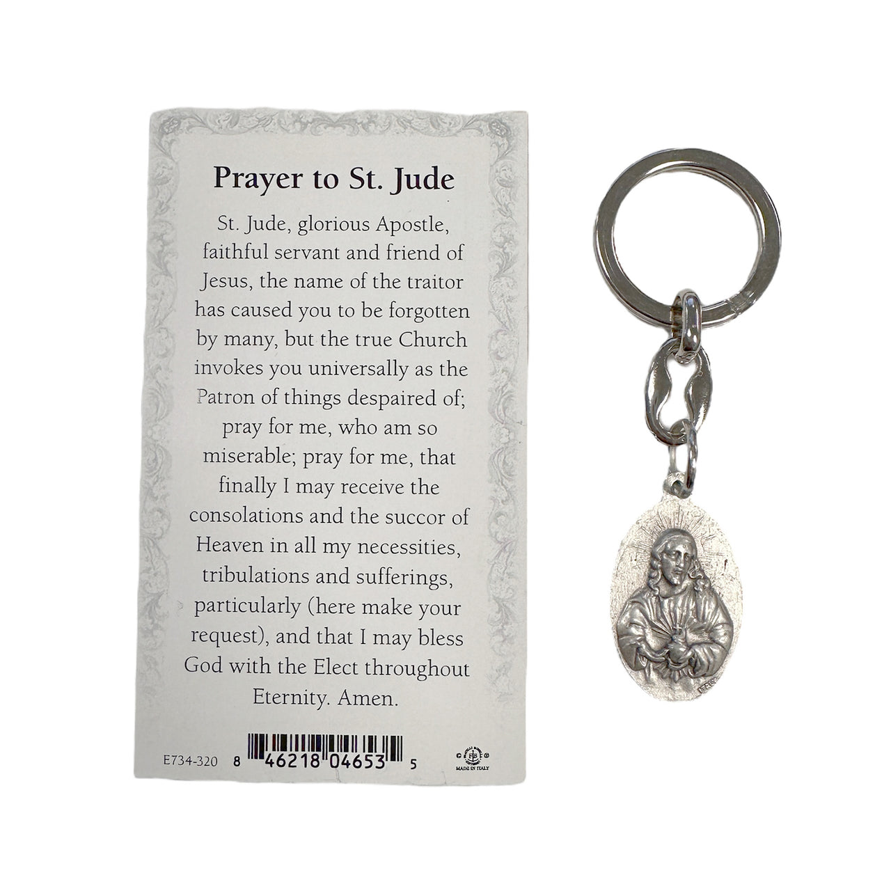 saint jude prayer keychain with printed prayer card religious accessory for hope and inspiration