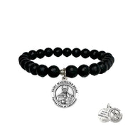 love lisa saint maximilian kolbe addiction recovery bracelet with 6mm black beads and saint medal