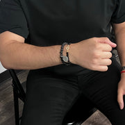 love lisa saint maximilian kolbe bracelet on wrist with 6mm beads and saint medal for addiction recovery