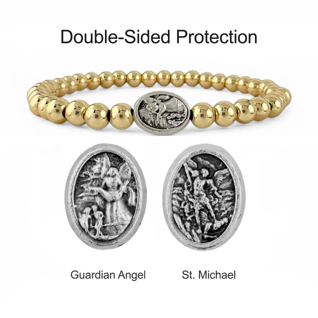 double sided protection bracelet with guardian angel and saint michael