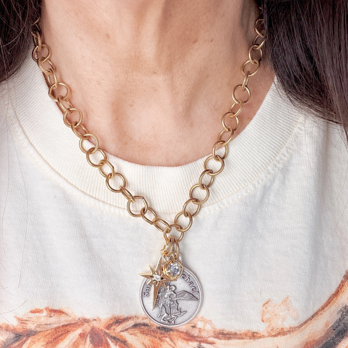 Saint Michael Protection Medallion Necklace