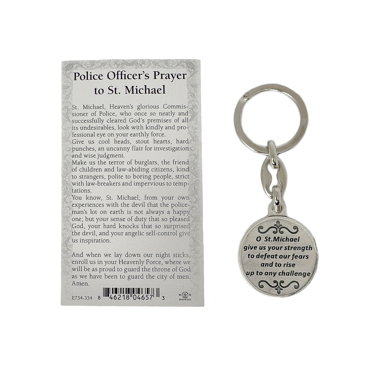Saint Michael police officer prayer card included with keychain