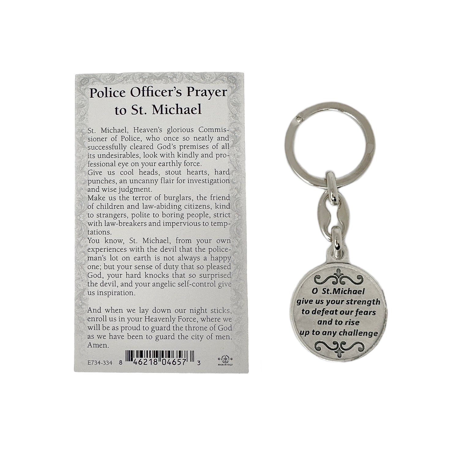 Saint Michael police officer prayer card included with keychain
