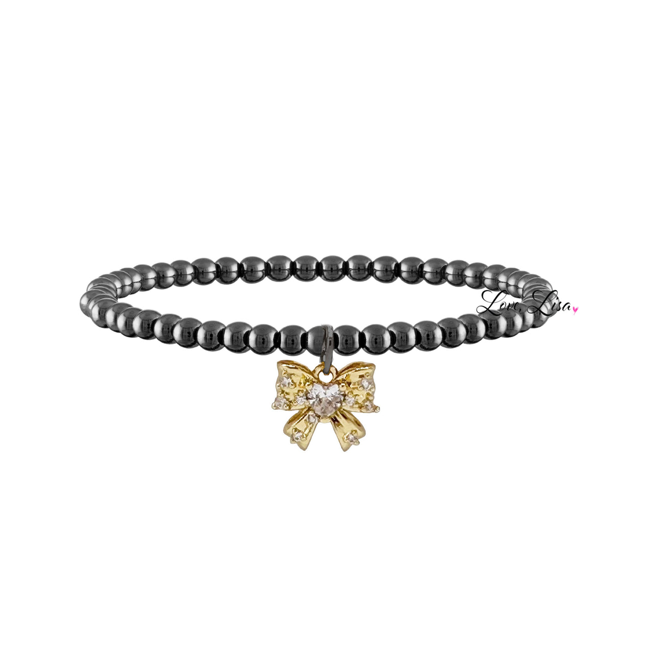 gunmetal Samantha Bow Bracelet beaded bracelet bow charm for women