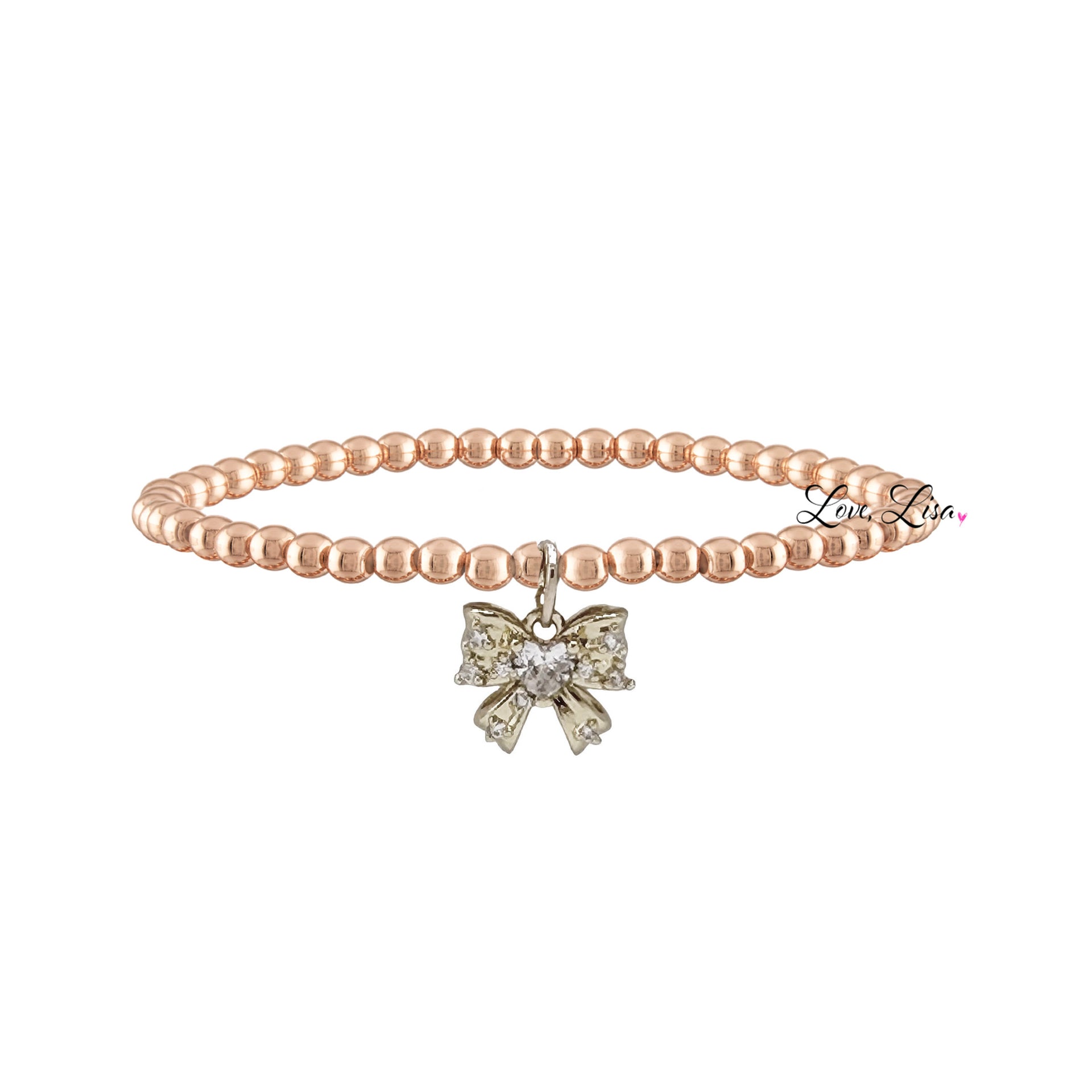 rose gold Samantha Bow Bracelet beaded bracelet bow charm for women