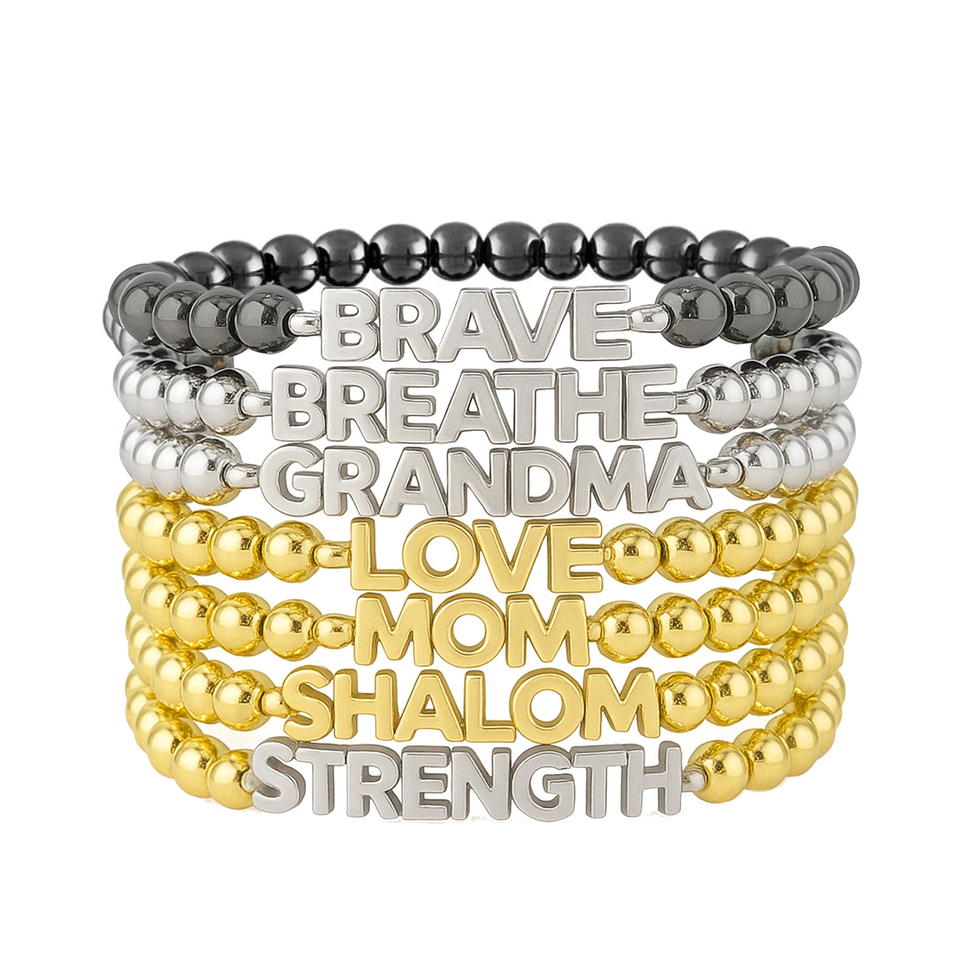 love lisa kindred word bracelets gold silver gunmetal beaded stretch bracelets inspirational word charms for women