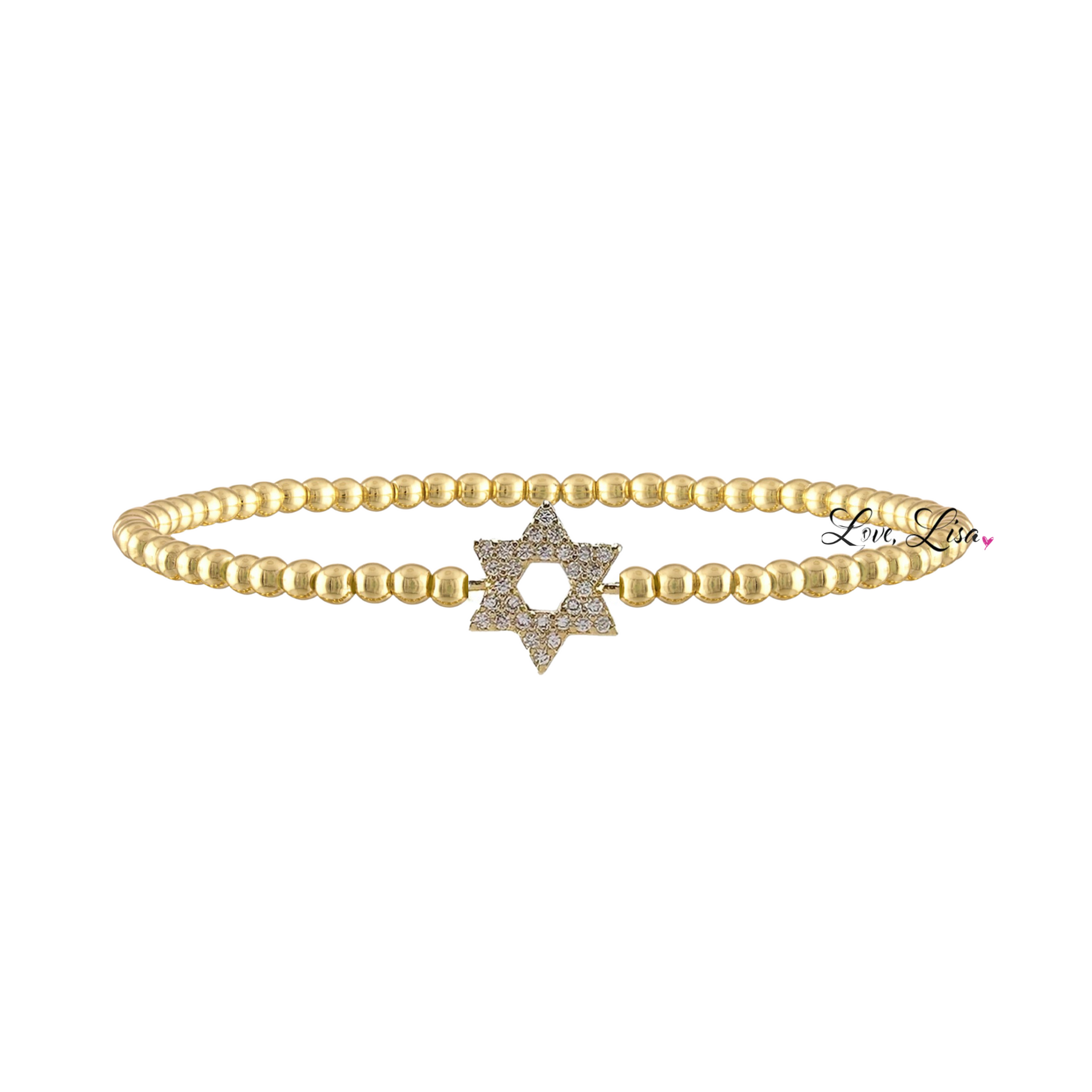 Sami Luxe Religious Bracelet in Gold with center Star of David connector charm