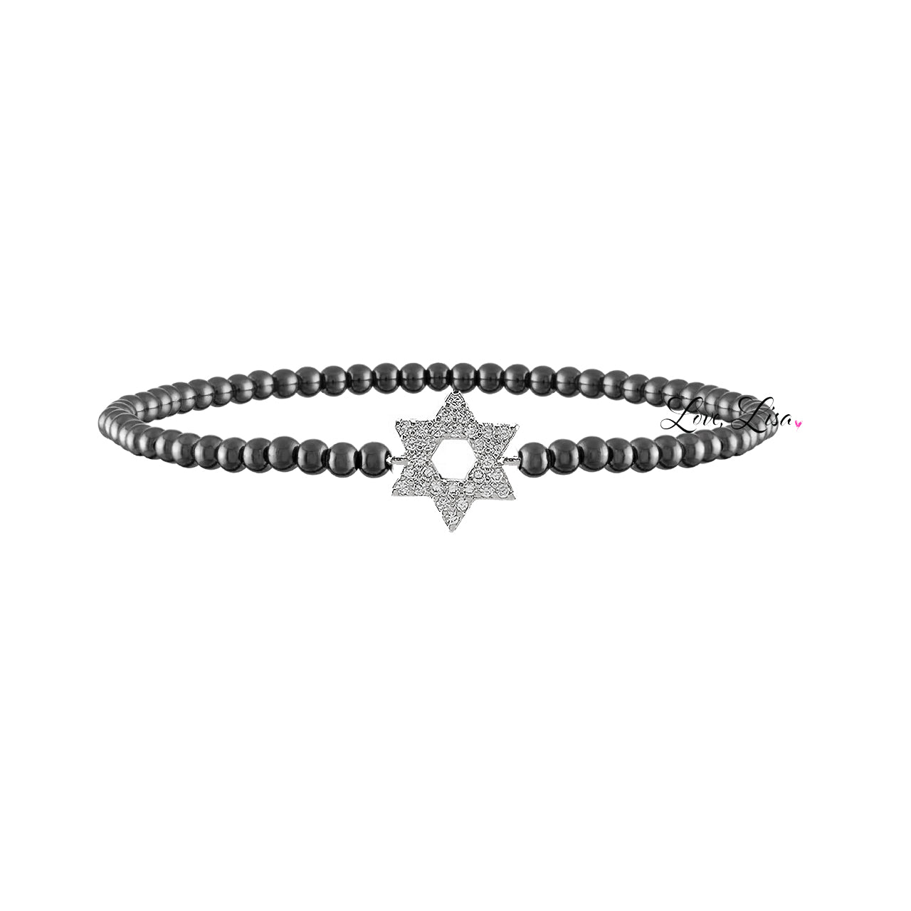 Sami Luxe Religious Bracelet in Gunmetal with Silver center Star of David connector charm