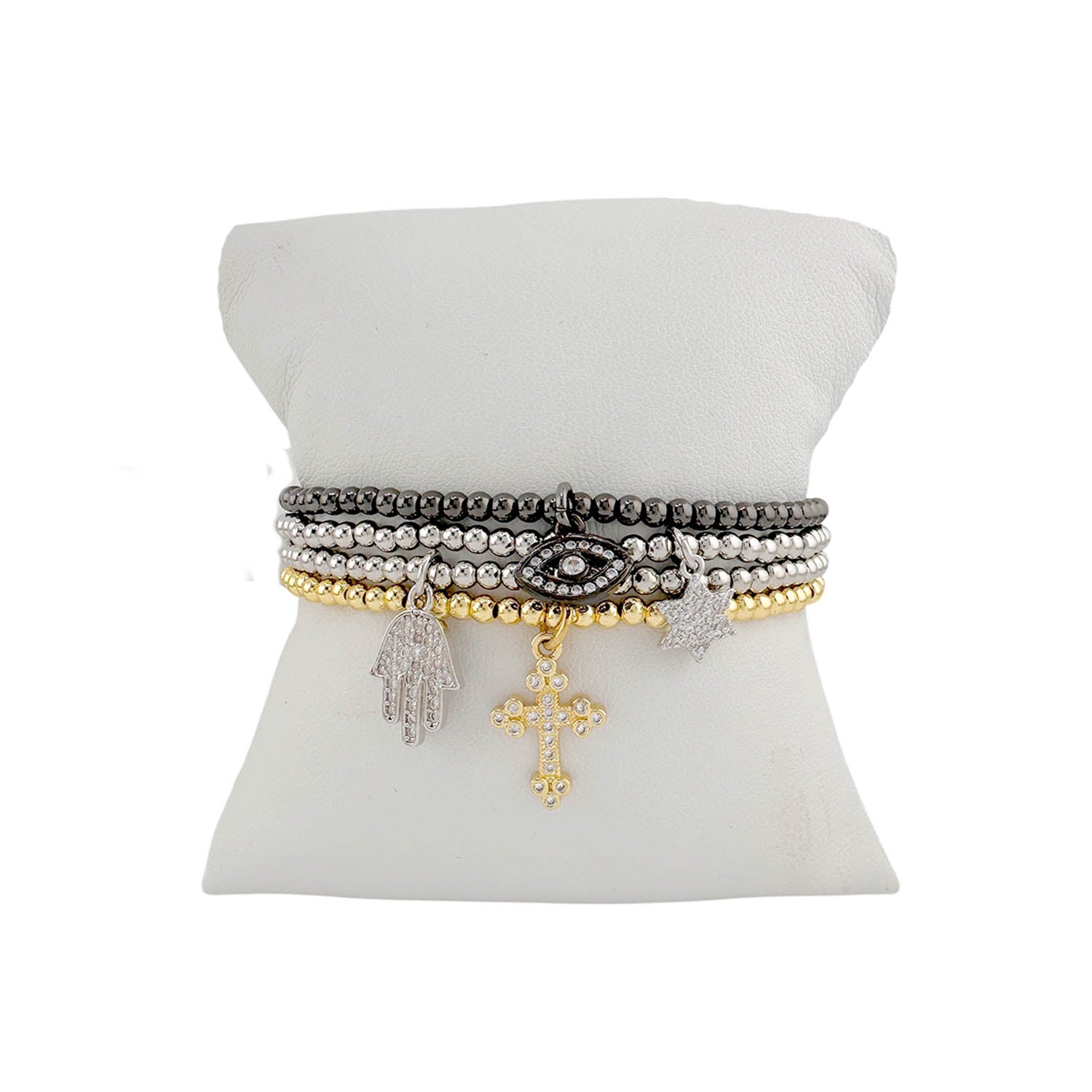 sami luxe religious bracelet collection 3mm beaded bracelet stack with charms love lisa