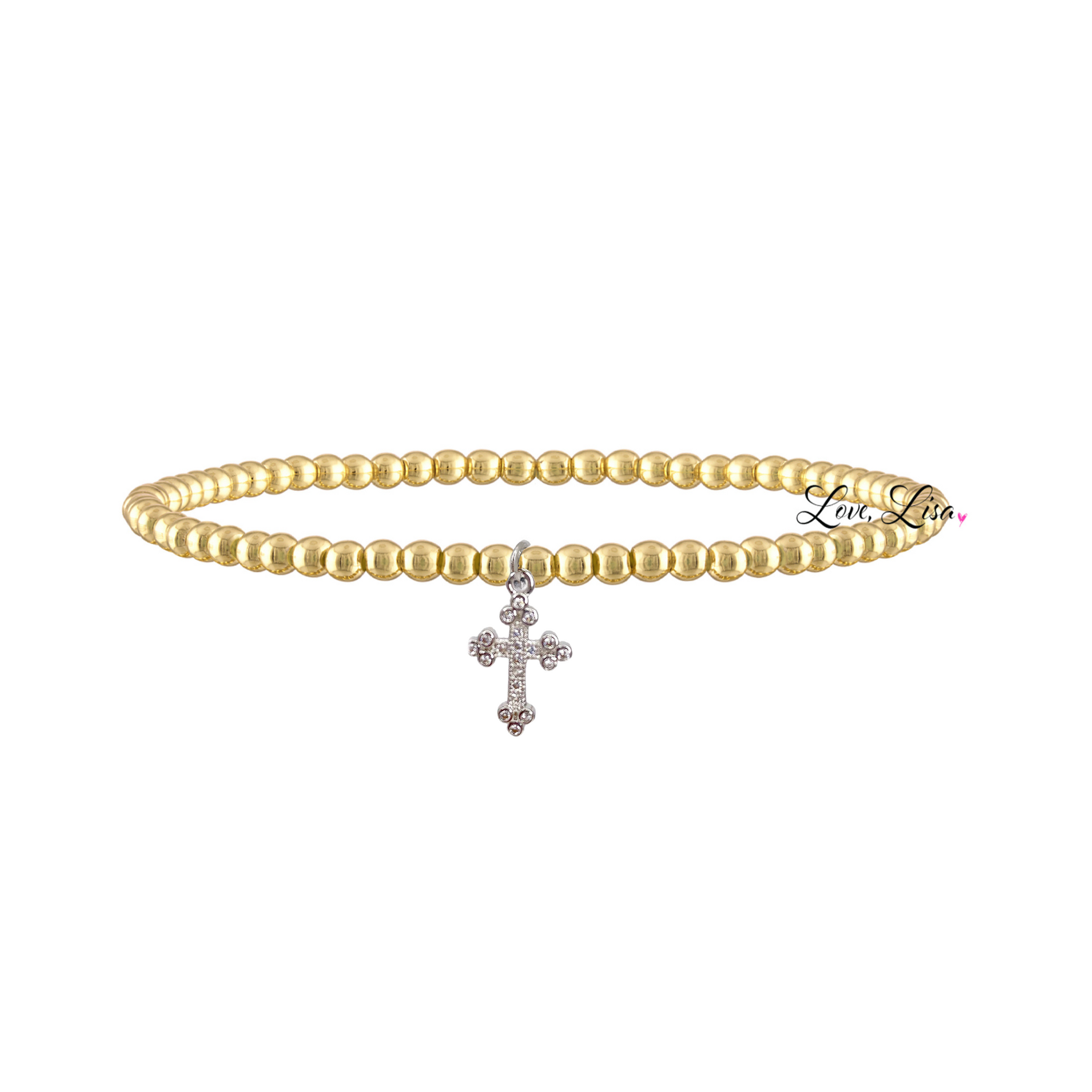 Sami Luxe Religious Bracelet in gold with silver cross charm