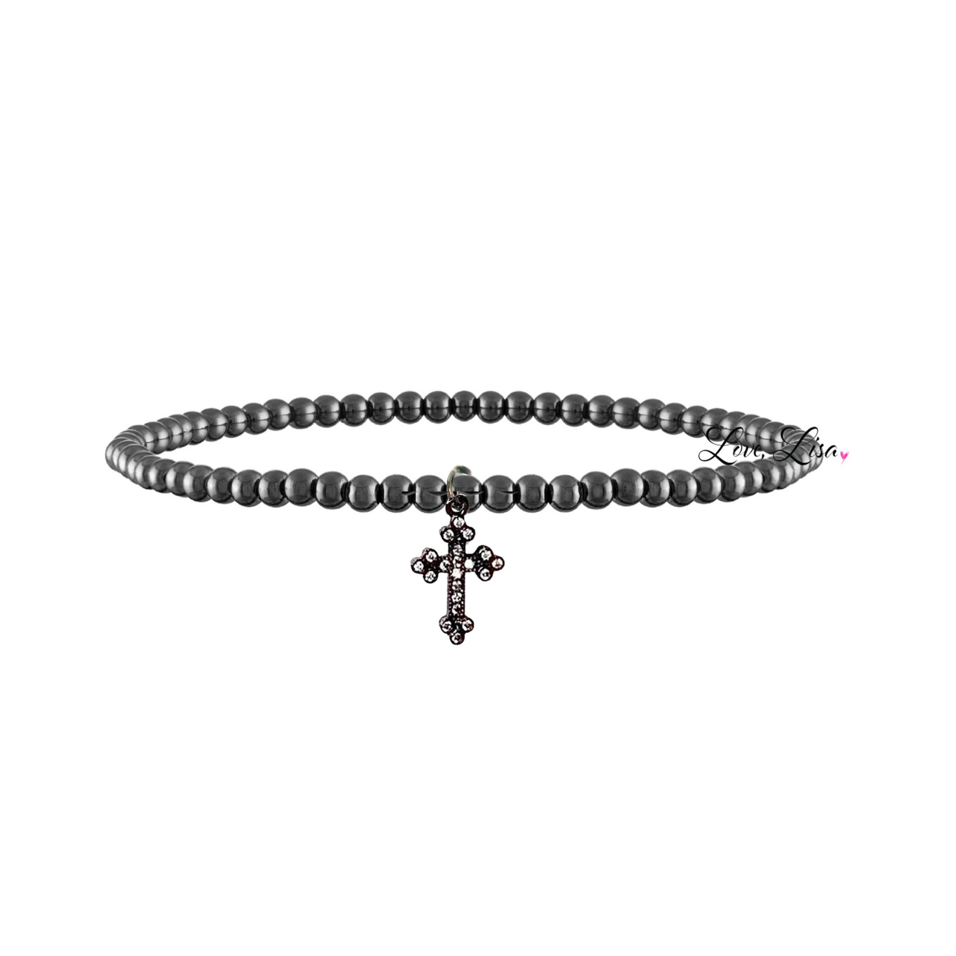 Sami Luxe Religious Bracelet with gunmetal cross charm
