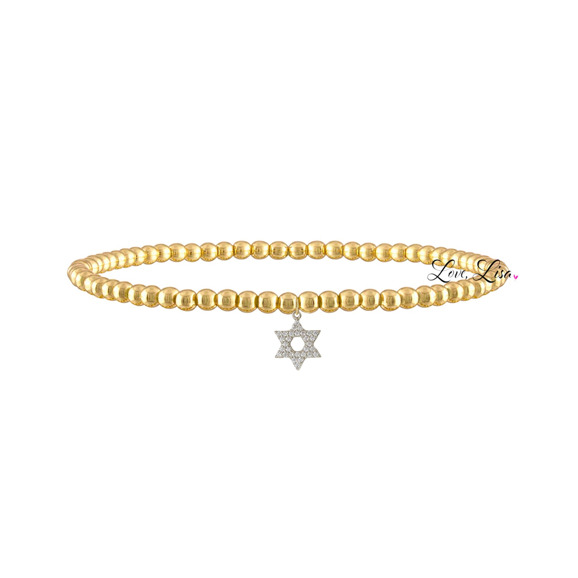 Sami Luxe Religious Bracelet in Gold with silver cutout Star of David charm