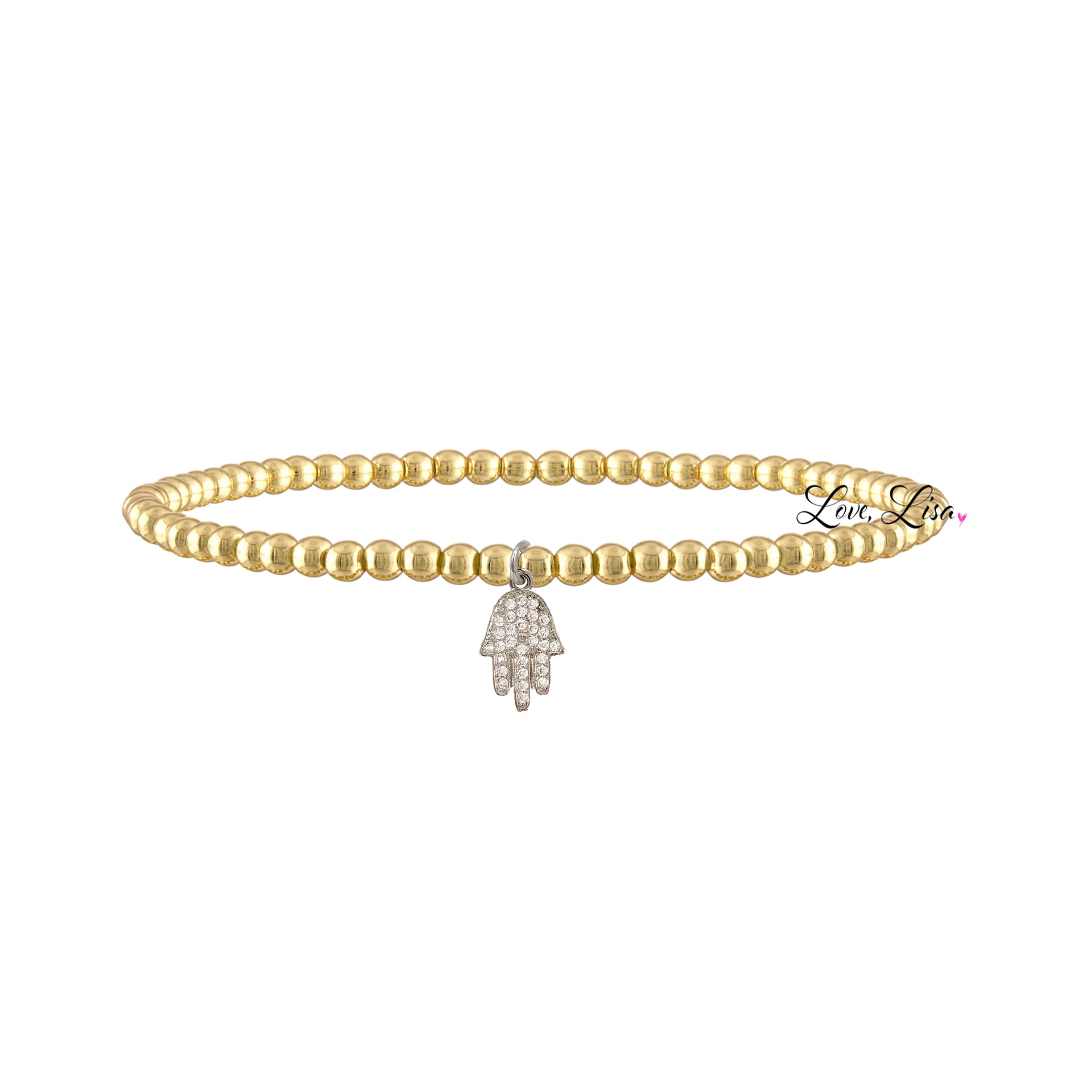Sami Luxe Religious Bracelet in Gold with silver pave hamsa charm