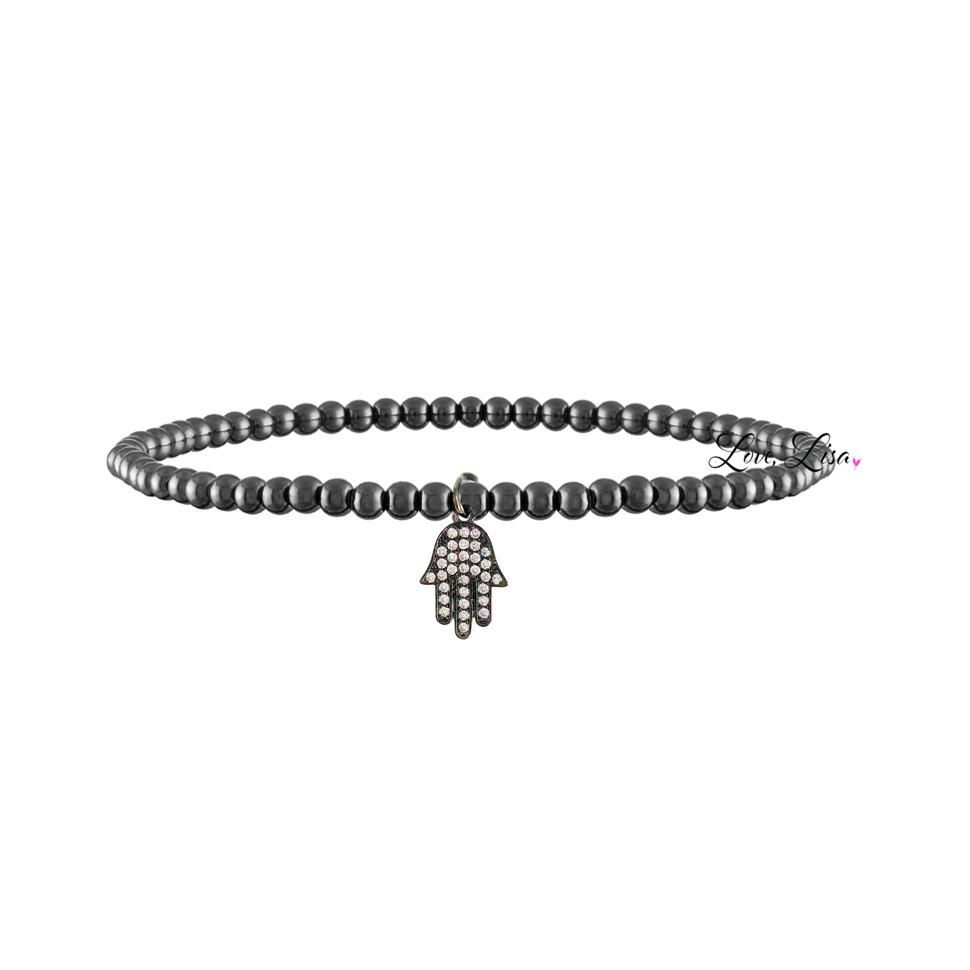 Sami Luxe Religious Bracelet with hamsa charm in gunmetal tone