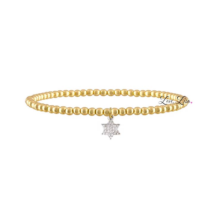 Sami Luxe Religious Bracelet in gold with solid silver Star of David charm

