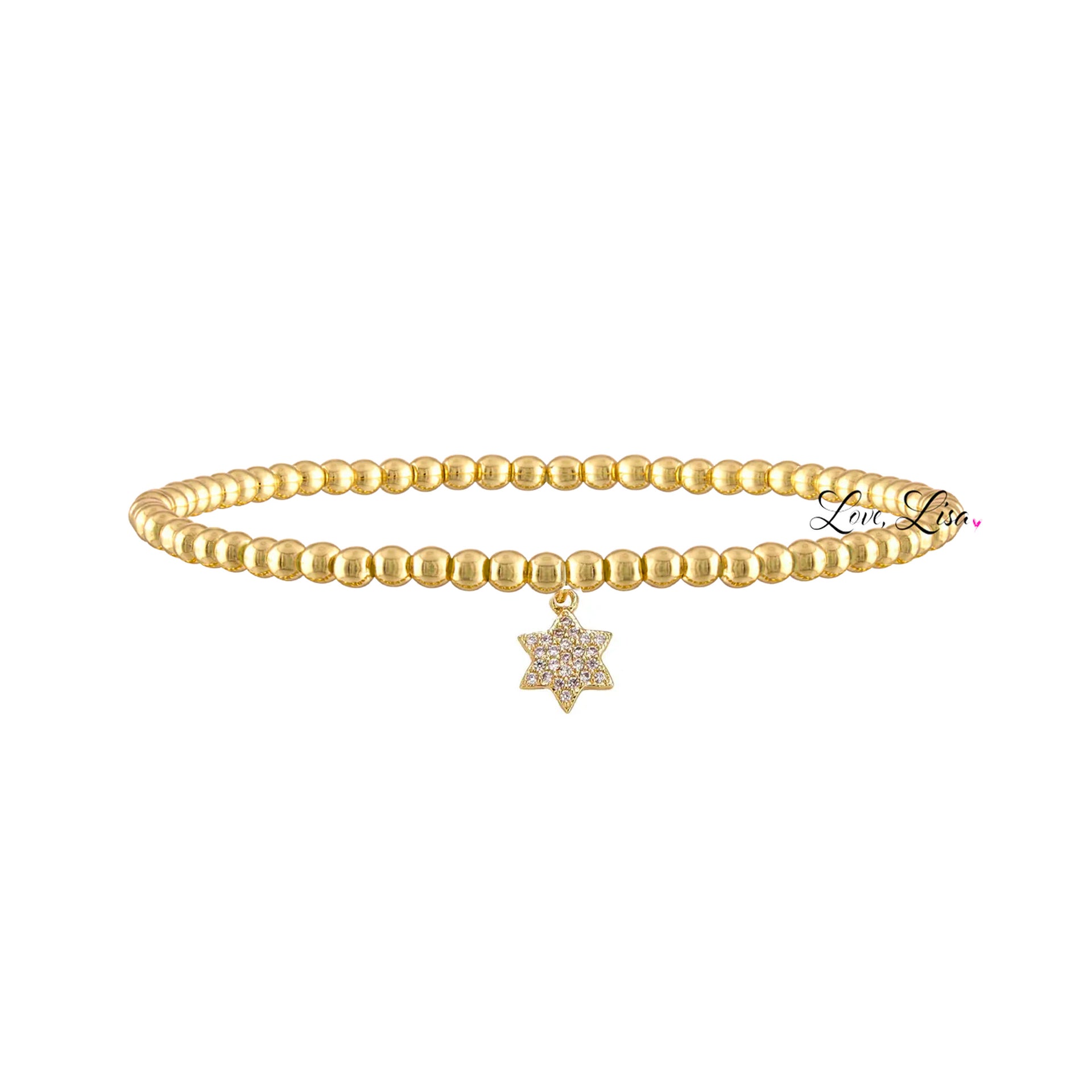  Sami Luxe Religious Bracelet with solid gold Star of David charm

