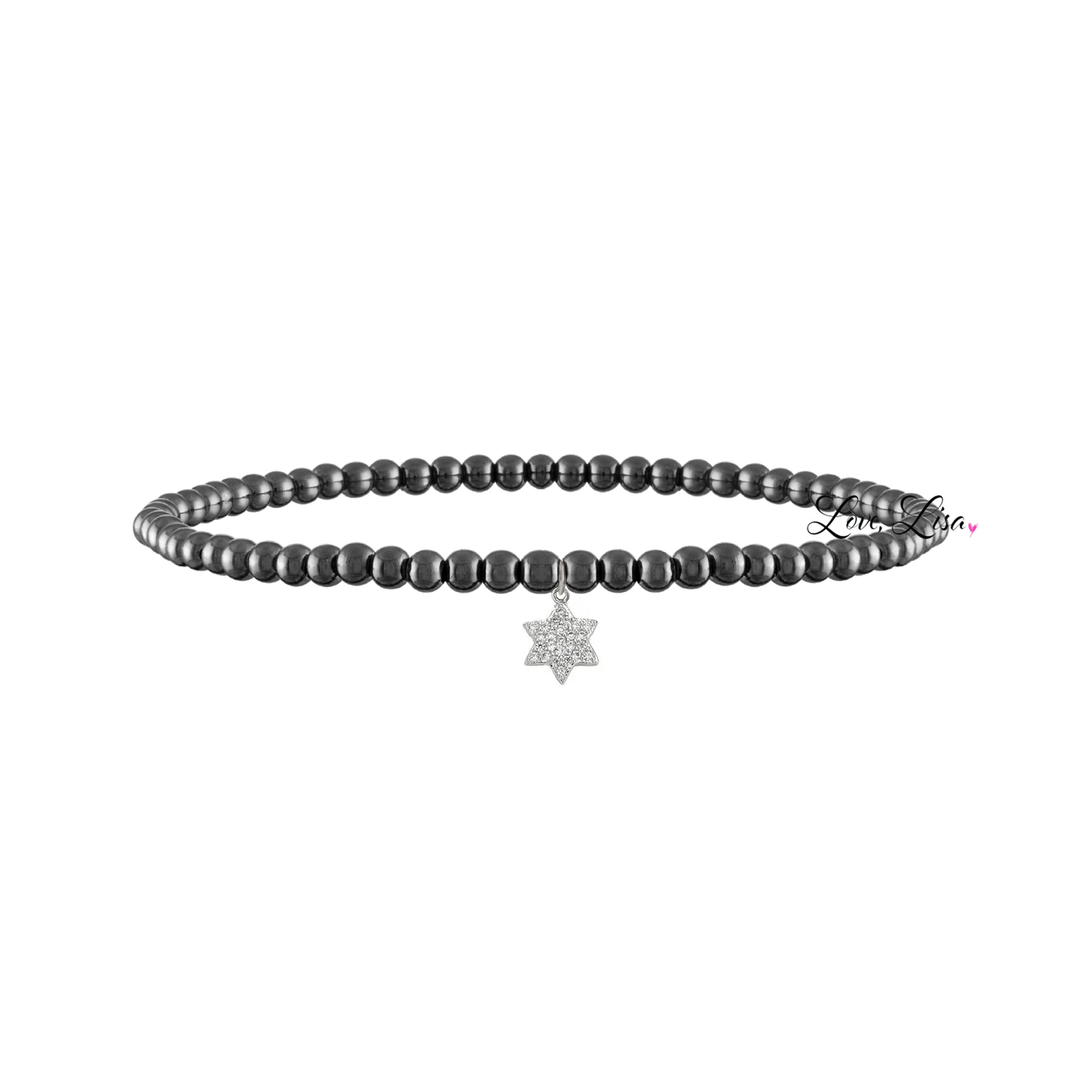 Sami Luxe Religious Bracelet in Gunmetal with solid silver Star of David charm