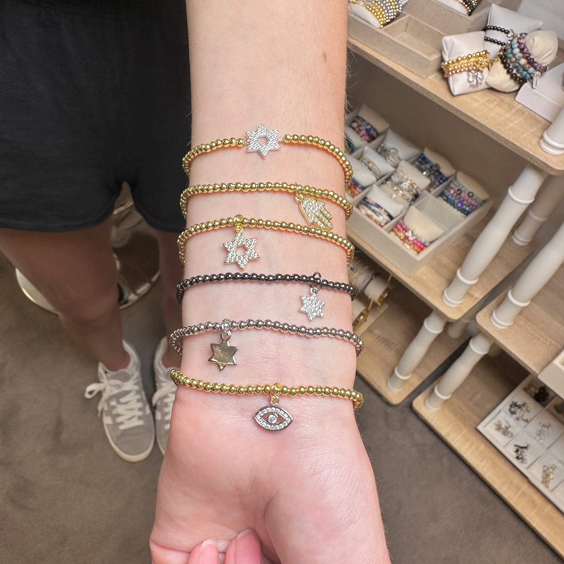 Sami Luxe Religious Bracelet with solid silver Star of David charm

