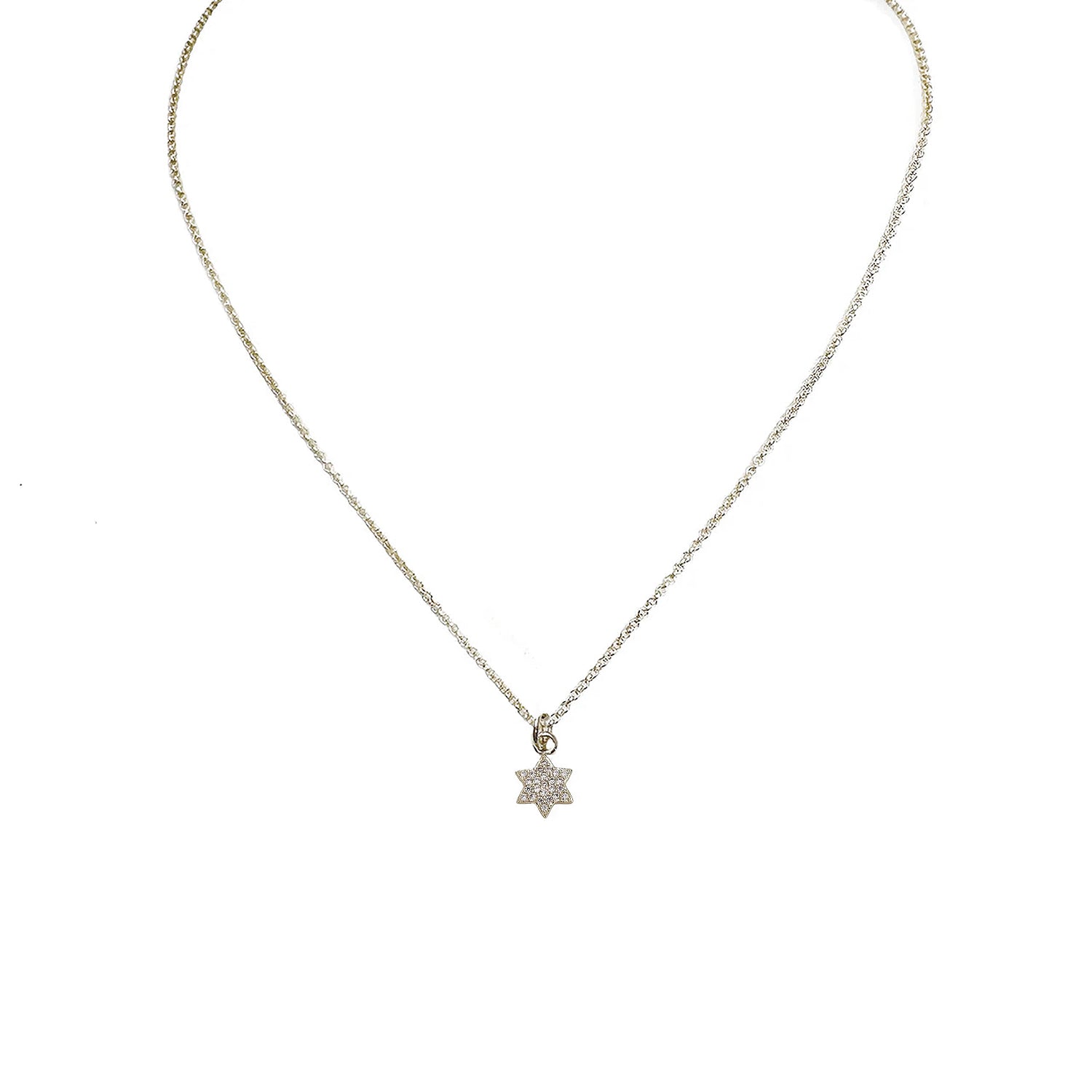 silver star of david necklace tiny jewish pendant delicate faith necklace for women