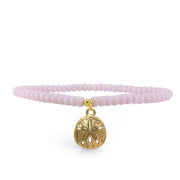 pink sand dollar charm anklet misty rose beaded ankle bracelet with gold charm