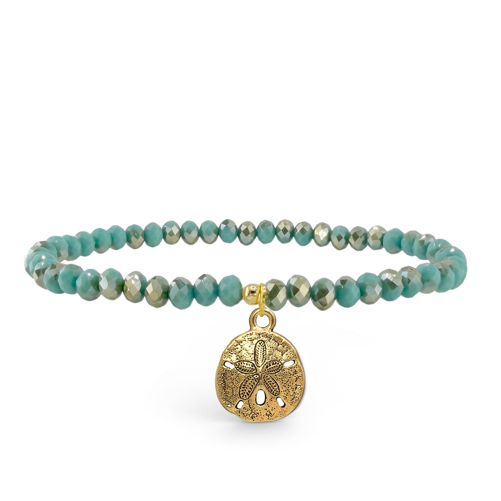 seafoam green sand dollar charm anklet beaded ankle bracelet coastal jewelry style