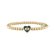 Sandi black enamel heart evil eye bracelet