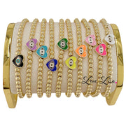 sandi enamel heart evil eye bracelet gold stack beaded jewelry