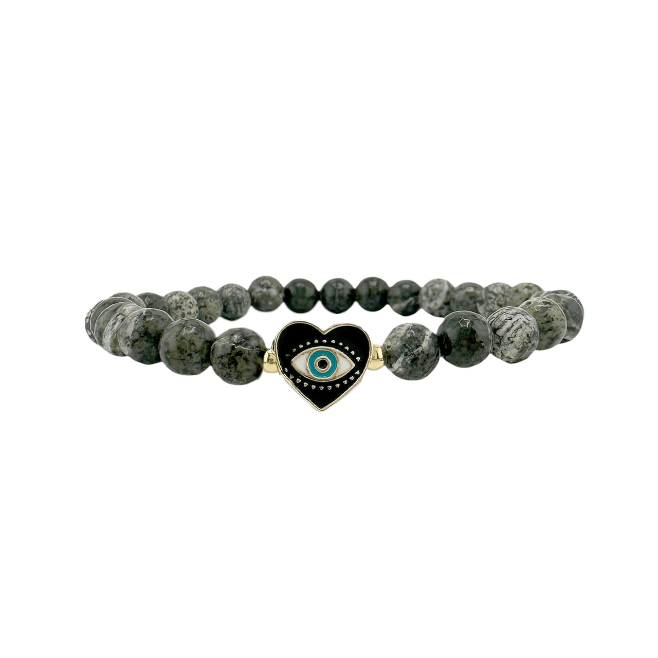 Love Lisa Heart of Protection Green Jasper Evil Eye Bracelet
