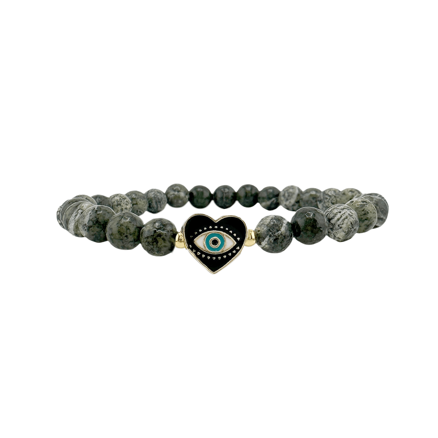 Love Lisa Heart of Protection Green Jasper Evil Eye Bracelet