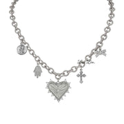Love Lisa Sarah Catholic Heart Charm Necklace silver version