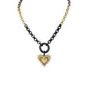edgy sarah diamond heart necklace in tri color chain