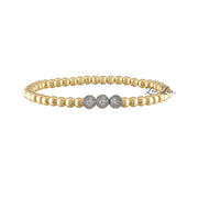 gold beaded bracelet with pave crystal accent beads sparkling fashion jewelry for women