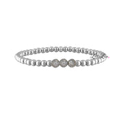 silver beaded bracelet with pave crystal accent beads sparkling fashion jewelry for women