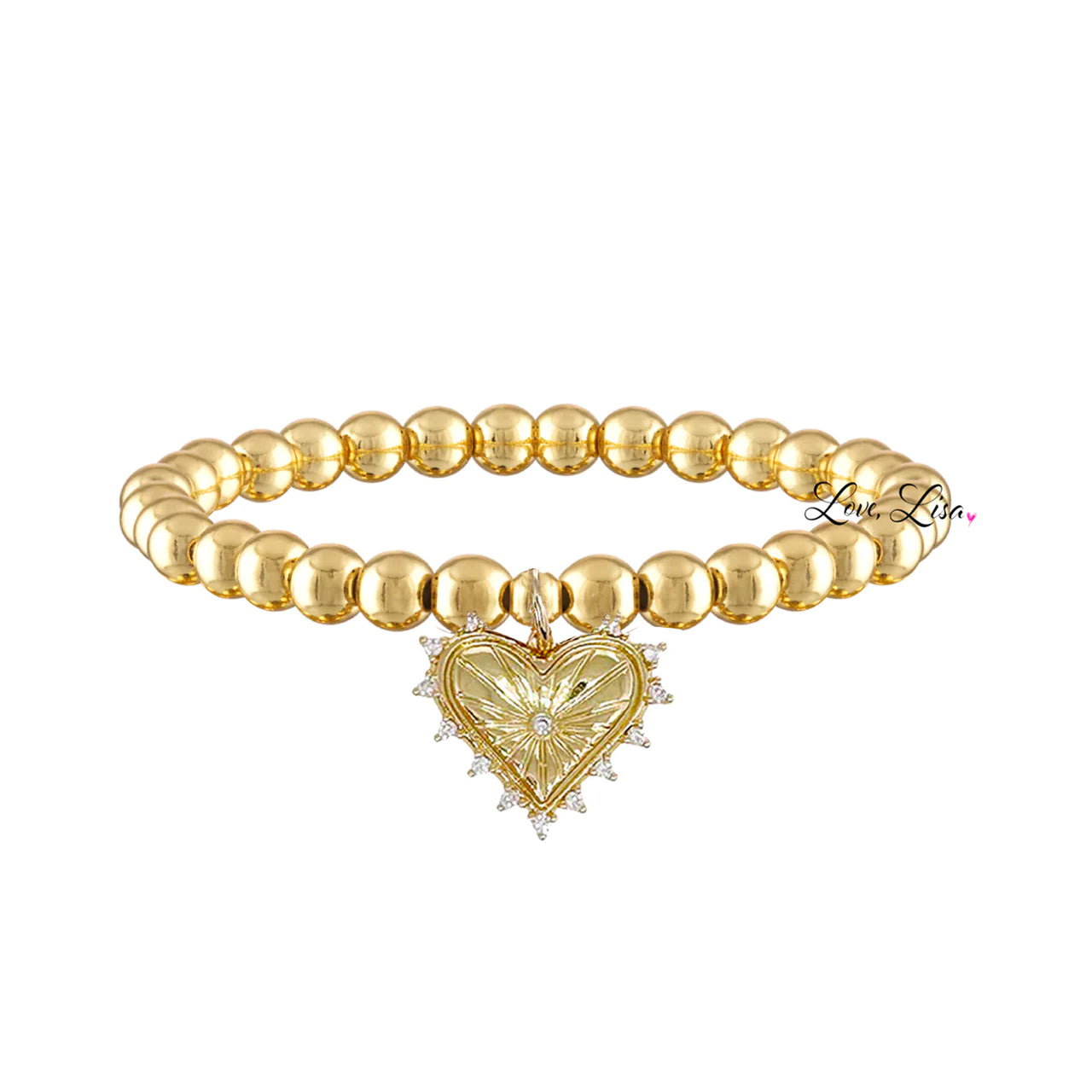 Love Lisa Sarah Just Like That heart bracelet gold crystal heart stretch bracelet