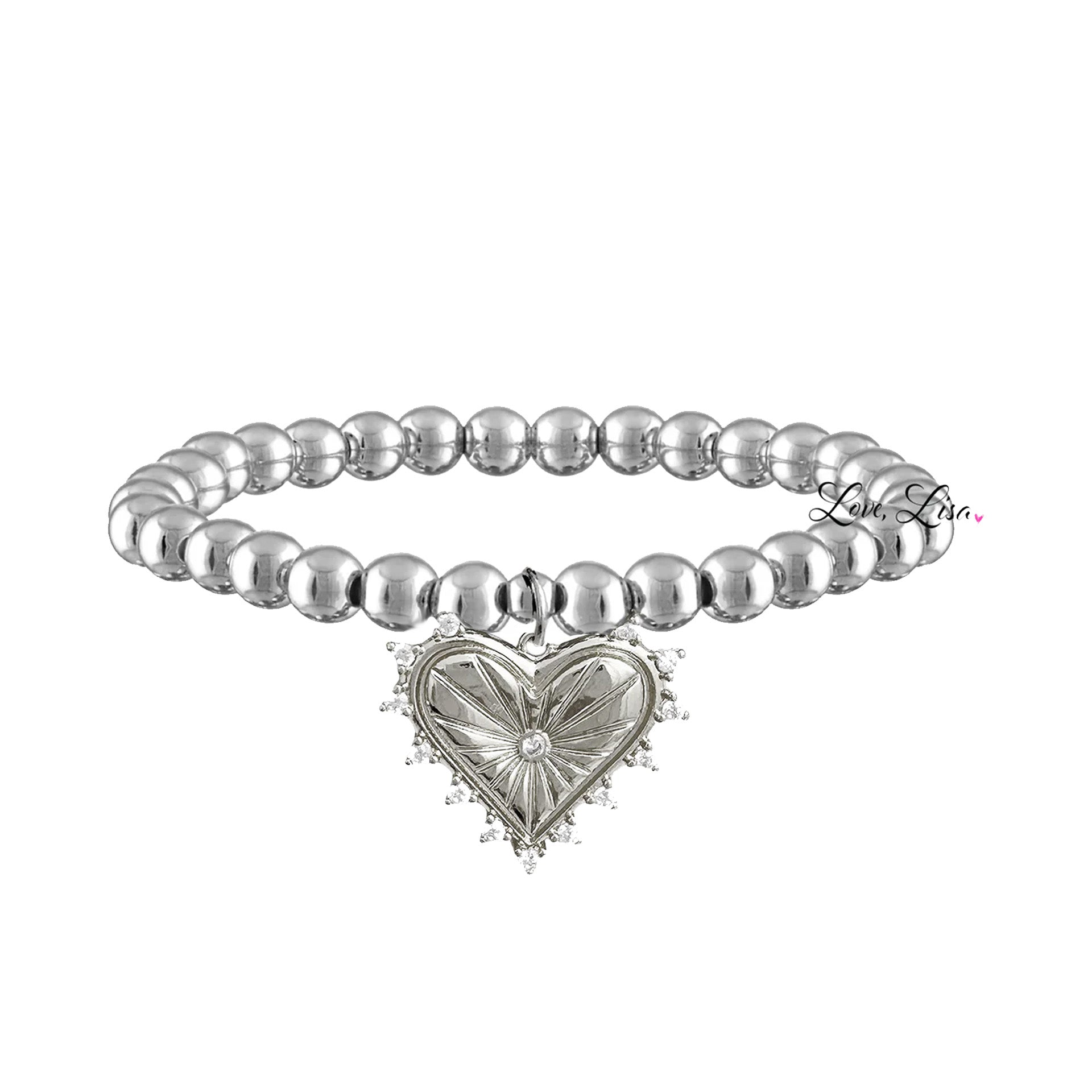 Love Lisa Sarah Just Like That heart bracelet silver crystal heart stretch bracelet