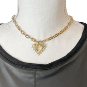 Sarah Must Have Heart Necklace crystal heart pendant on paperclip chain display