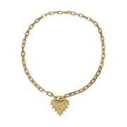 Gold paperclip chain necklace with crystal heart pendant – Sarah Must-Have Heart Necklace by Love, Lisa