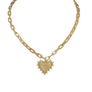 Love Lisa Sarah Must Have Heart Necklace gold crystal heart paperclip chain statement jewelry