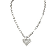Sarah Must Have Heart Necklace silver crystal heart pendant paperclip chain jewelry