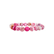 scarlett gemstone beaded bracelet with hot pink 8mm gemstone beads and pavé accent